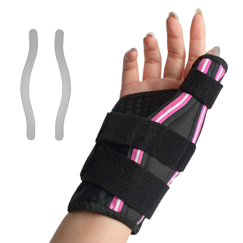 CEYOME Thumb Support for Work & Typing, Breathable Thumb Splint with Dual Side Supports, Flexible Thumb Brace for Arthritis, Tendonitis, Trigger Thumb & Daily Use, One Size Fits All, Rose Pink